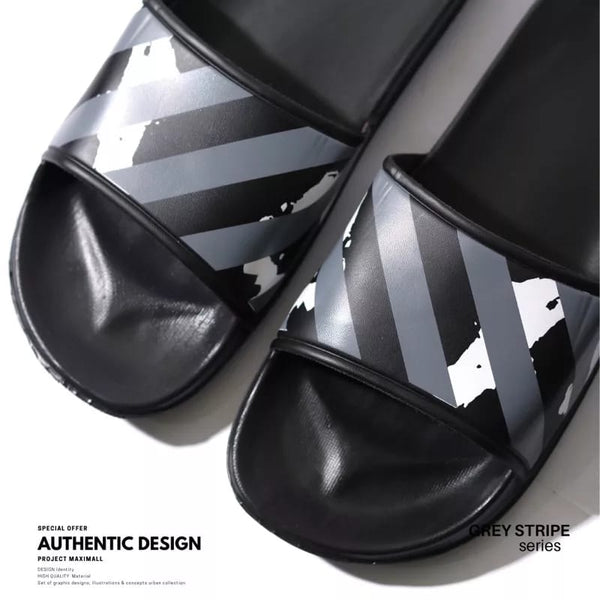 Sandal Slide Maximall Grey Stripe Series