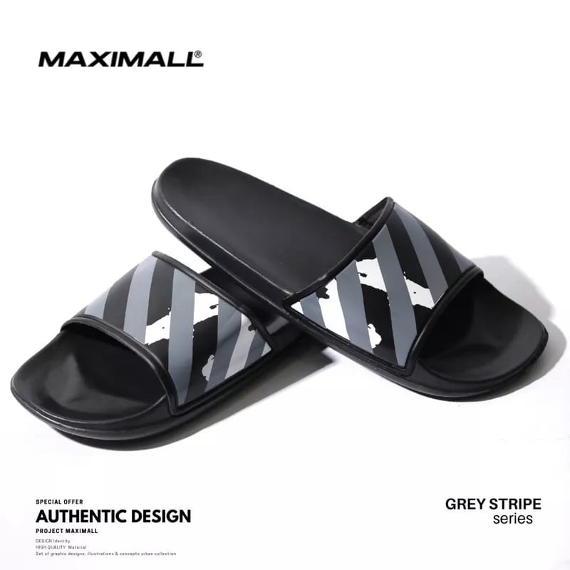 Sandal Slide Maximall Grey Stripe Series