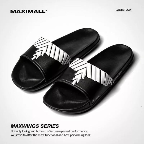 Sandal Slide Maximall Max-Wing White On Black Series