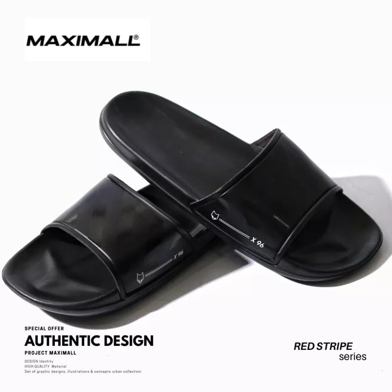 Sandal Slide Maximall Black Stripe Series